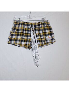 NFL Pittsburg Steelers Plaid Ribbon Drawstring Shorts size medium women